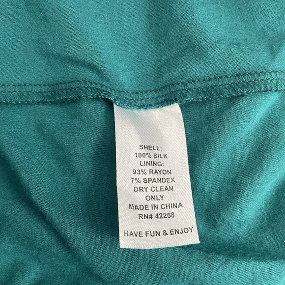 Nordstrom NU Collective NWT Ruffle Silk Blouse S Teal Blue V-neck Tie Waist $174 - Picture 6 of 9